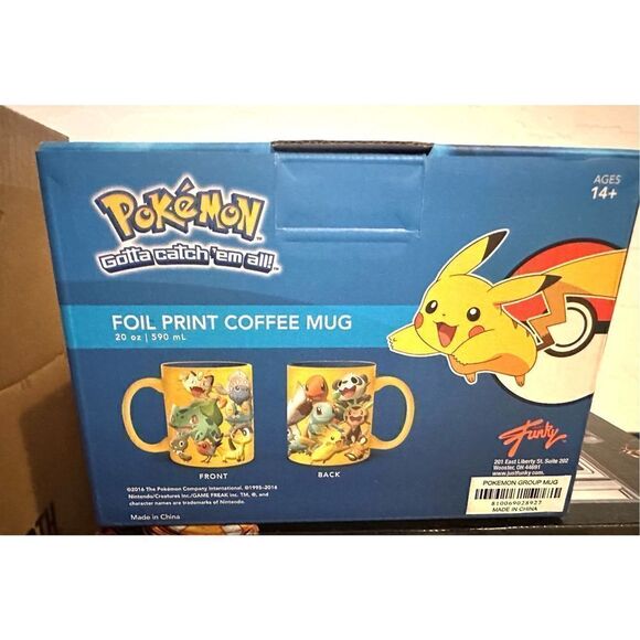 Pokémon XY Series Lg Pokémon Group Foil Print Coffee Mug Holds 20 Oz. New in Box - Picture 2 of 6